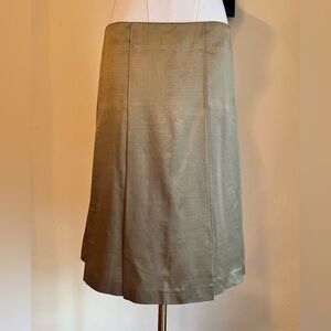 Chloe‎ Gold Pleated Silk and Wool Blend Skirt